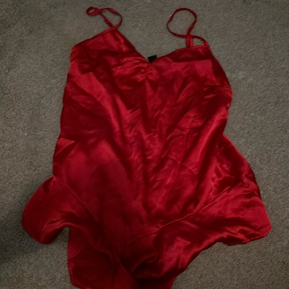 Satin red romper